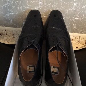 David Eden - leather, alligator & lizard.  Black